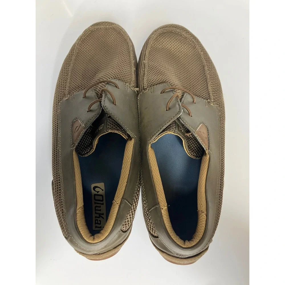 Olukai Mano Mesh Boat Shoes Mens 11 Brown‎ Good Breathable Slip On Loafers